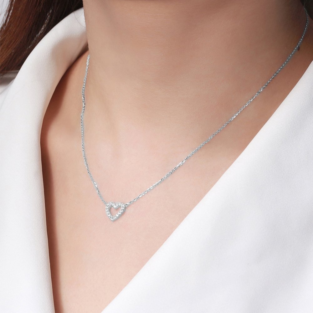 Vorschau: Halskette/Herzkette 925er Silber rhodiniert